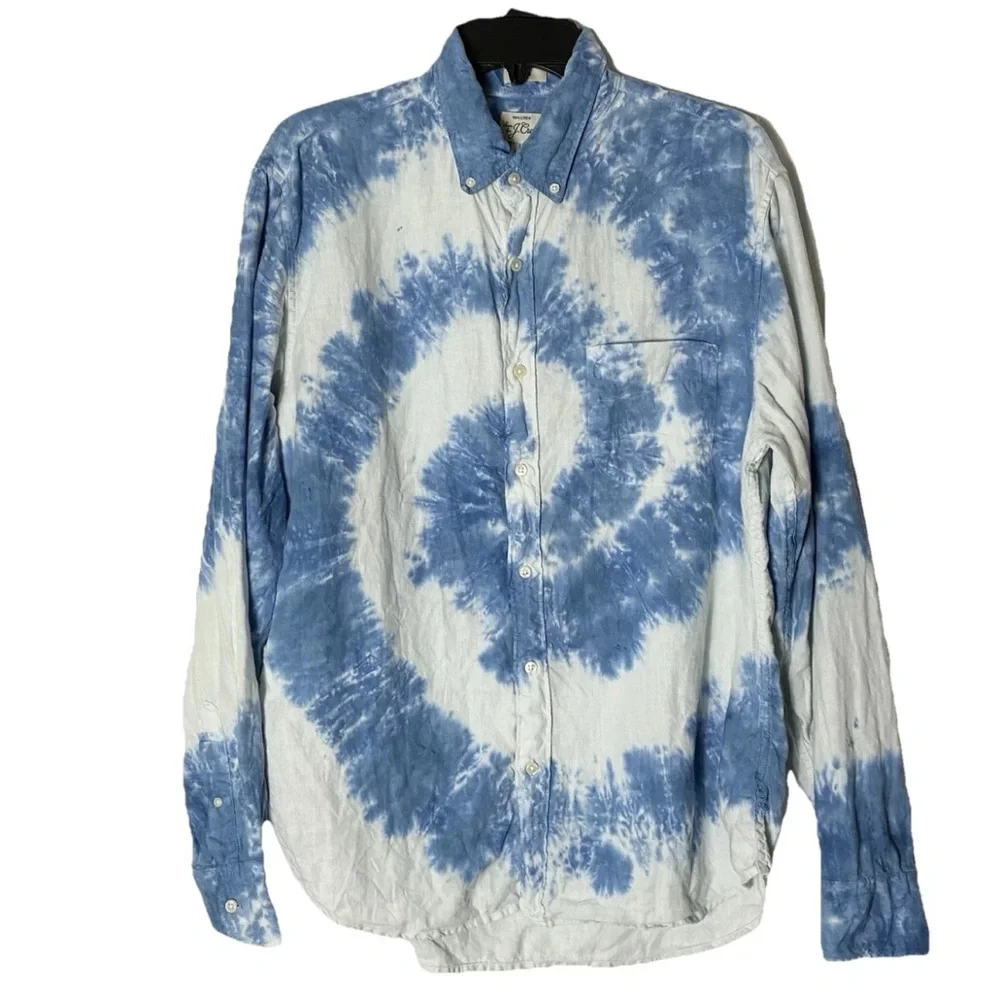 J.Crew Linen Shirt Men’s L Tie Dye Slim Fit